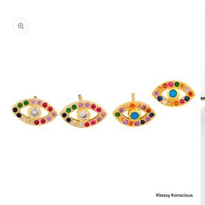 Gold Evil Eye Studs “Encourage”